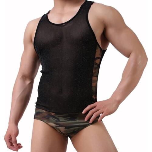 Men Sexy Camouflage Bodysuit Wrestling Singlet Fetish Gay Male Jockstrap Underwear Erotic Lingerie Fitness Suit Wild Jumpsuits