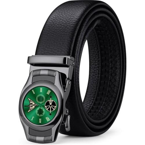 WILLIAMPOLO Fashion Genuine Leather Belt For Men Automatically Buckle Mens Belt Luxury Design Dress Belts PL20528-29P