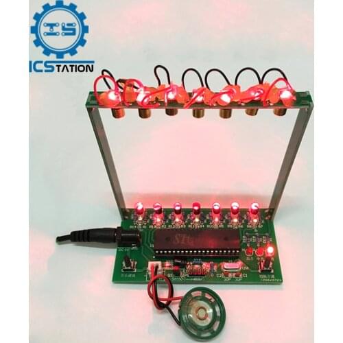 DIY Kit C51 MCU Laser Harp Suite 7 Laser Strings Funny Electronic Training Exercise Parts DIY Playing Piano Music Box Keyboard