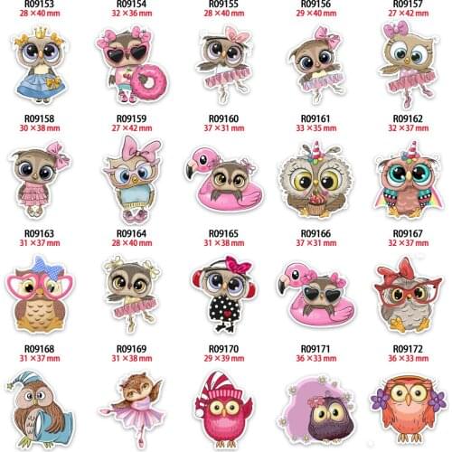 New Cute Owl Cartoon Planar Resin Printed 10pcs/lot for DIY Mobile Phone Case Headband Hair Bow R0915 R0916 R0917
