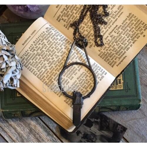 NM35273 Raw Crystal Smoky Quartz Necklace Raw Crystal Jewelry Blackened Copper Necklace Gothic Jewelry Large Crystal Gift