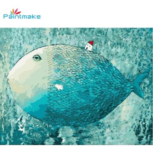 Paintmake Fish House DIY Painting By Numbers Drawing Kits Oil Painting On Canvas Unique For Home Decor Art Picture G407