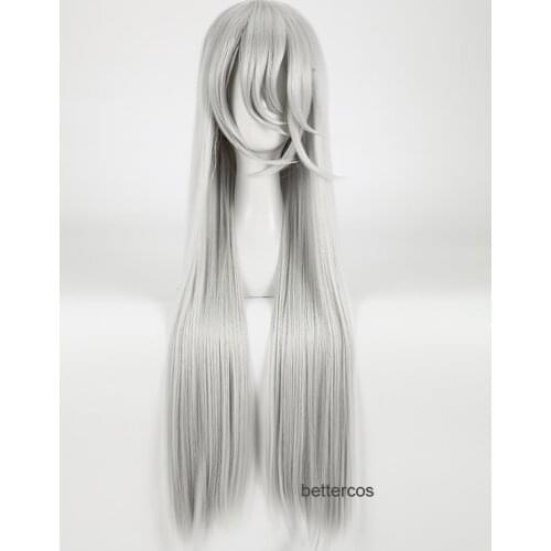 NieR Automata YoRHa Type A No.2 A2 Cosplay Wig Silver White Long Straight Heat Resistant Synthetic Hair Wigs + Wig Cap