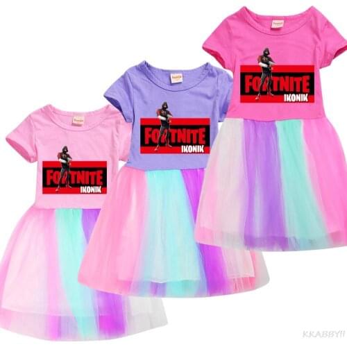 Fortnites Girls Dress Summer Baby Children Kids Girls Clothes Princess Christmas Short Sleeve Dresses Vestidos Infantil