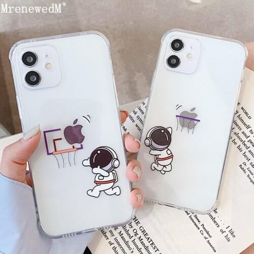 Creative Shot Astronaut Transparent Case For iPhone 11 12 Pro Xr Xs Max 12 Mini 7 8 Plus Full Body Phone Bumper Shockproof Cover