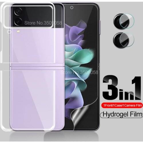1-to-3 Clear Hard Plastic Shockproof Coque For Samsung Galaxy Z Flip3 Flip Hydrogel Film Screen Protectors Not Glass ZFlip3 Case
