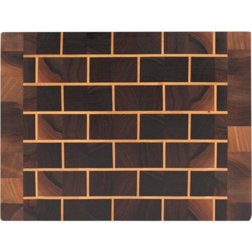 Soandora End Grain Cutting Board Walnut Tree Metal Drawers Brick Wall Pattern