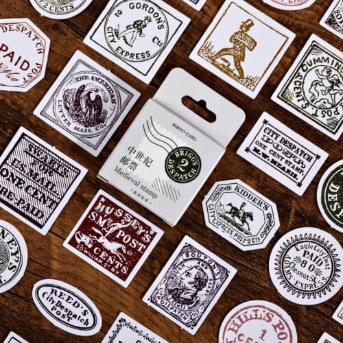 Medieval Stamp Sticky Stickers Color Paper Decoracion Scrapbooking Office Stationery School Supplies Sticker Flakes 45PCS
