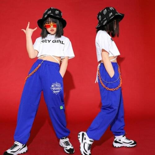 Girls Concert Dance Costumes Hip Hop Outfits Performance Show Clothes Street Wear Crop Tops Kids Modern Jazz Stage Clothes