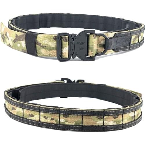 Military Belt Tactical Airsoft Molle Battle Belt Multicam Army Shooting Combat Double Layer Men CS Hunting Training Fighter Belt