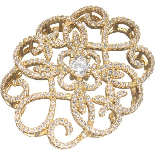 Top Quality Copper Crystal Filigree Flower Wraps Connectors Embellishments Findings Micro Pave Jewellery Accessories 44*34mm