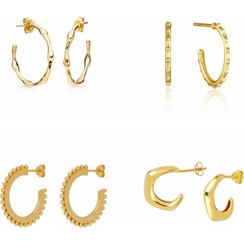 925 Silver Ear Needle Trendy C Shape Stud Earring For Women Bling Zircon Piercing Earrings Pendent Broncos Luxury Fine Jewelry