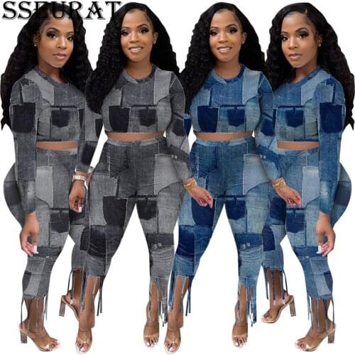 SSEURAT Women Set Print Short Sleeve O-neck Crop Tops Skinny Pants Two Piece Sets Fashion Outfit Summer Tracksuit 2021