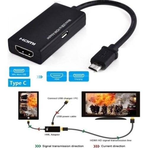 1 pcs 12cm 1080p MHL to HDMI-compatible Micro USB To HDMI-compatible Adapter Cable HD Conversion Cable Converter Connector