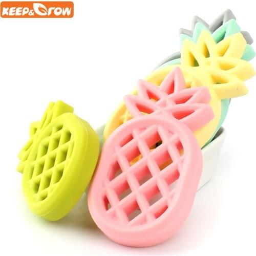 Keep&grow 10Pc Pineapple Beads Silicone Loose Bead BPA Free Baby Teething Toys For DIY Jewelry Making Necklace/Bracelet Bead
