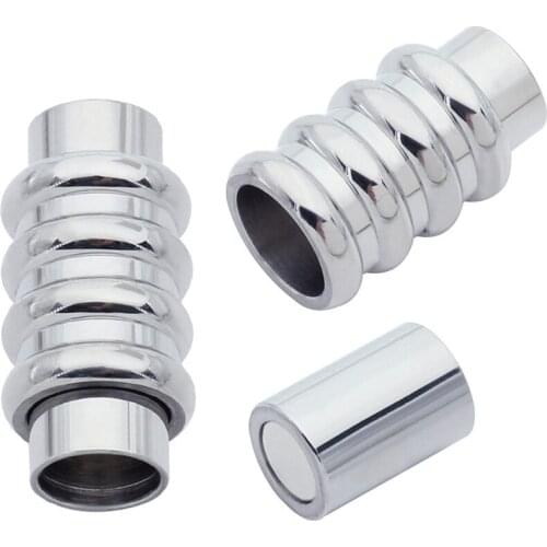 2Pcs/lot Silver Tone Stainless Steel Magnetic Clasp Hooks Connector Fit 5mm Leather Cord For Diy Jewelry Making Findings