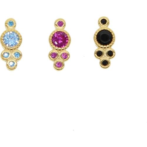 3 COLORSS cute lovely dots 925 sterling silver earring Gold black red blue color gorgeous the second studs minimal jewelry