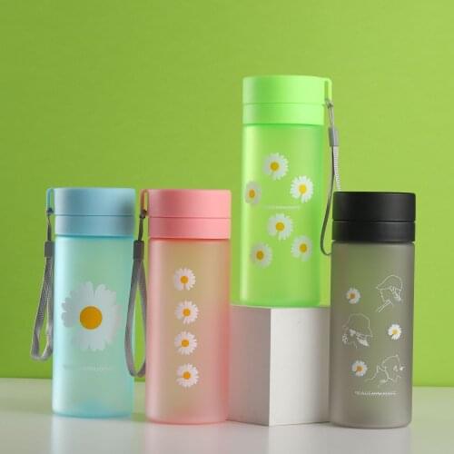 600ML Water Bottle Large Portable Outdoor Sports Safety PC Plastic Tea Cup Students Birth Gift Men Drinking Cup Printed Flower