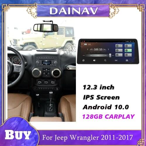 Android For Jeep Wrangler 2011-2017 12.3 Inch 128G Car Radio Stereo Multimedia Player GPS Navigation Carplay DVD IPS Head Unit