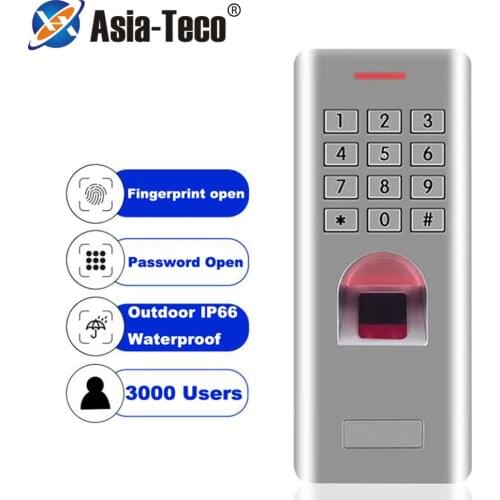IP66 1000 Users Standalone Fingerprint Password Keypad Access Control Reader for security door lock system gate opener