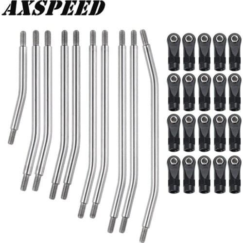 AXSPEED 30PCS/Set Metal Unassembled Link Set Plastic Rod End for 1/10 RC Crawler 324mm Wheelbase Axial SCX10 Upgrade Parts