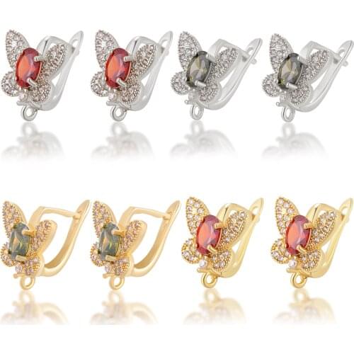 Butterfly Luxury Big Zircon Wedding Earring Making Supplies for DIY Handmade Women Tassel Crystal Earrings Jewelry Findings