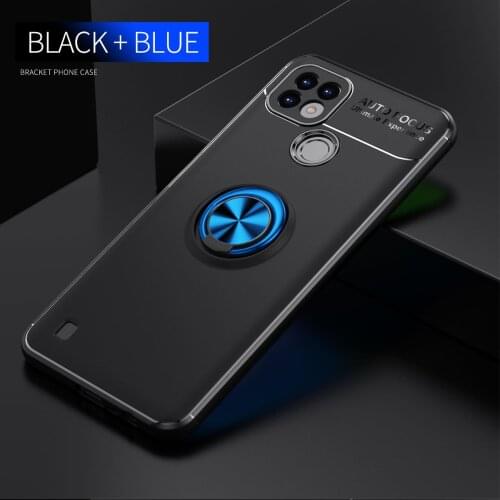 Case for Realme C21 Magnetic Car Finger Metal Ring Holder Soft TPU Shockproof Lens Protection Case For Realme C21