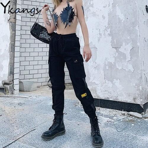 Black Cargo Pants Baggy Pants Women Sport Harem Pants Womens Korean Fashion Trousers High Waist Streetpants Loose Trousers
