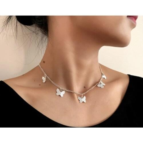 New Fashion Choker Necklace Lovely Golden Silver Plated Butterfly Necklace Short Women Summer Holiday Romantic Gift Jewelry