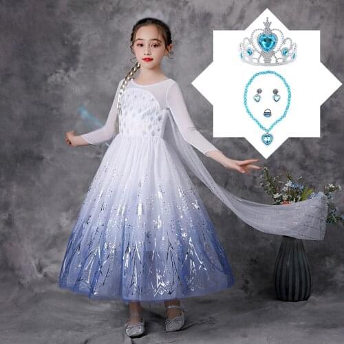 Baby Girl Costume Snow Queen Elsa Dress Girl Elsa Cosplay Costume Children Makeup Fantasy Kids Princess Party Carnival Costume