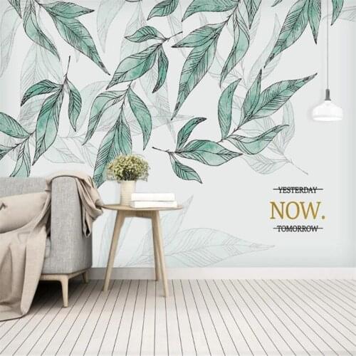 Wallpaper mural custom nordic green small fresh plant leaves background wallpaper mural