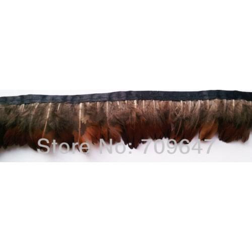 Ringneck Pheasant Feather Fringe Natural Brown Colour 2 Yards/Lot Trim height 5.0cm,feather ribbon