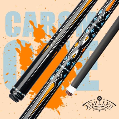KONLLEN Billiard Carom Cue Carbon Fiber Shaft 12mm Tip Maple 3 Cushion Sticks Silver Ring Inlay 3/8*8 Radial Pin joint Libre Cue