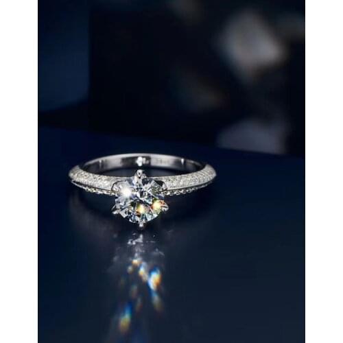 Solitaire 1ct Lab Diamond cz Ring 100% Original 925 sterling silver Engagement Wedding band Rings for Women Party Jewelry Gift