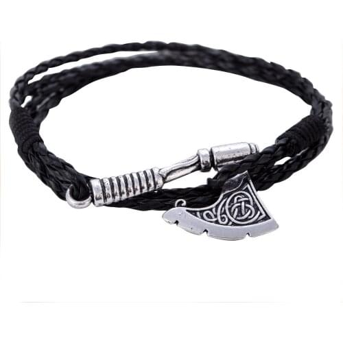 Nordic Viking Leather Bracelet Viking Pearl Raven Head Bracelet Viking Jewelry Men Fashion Gifts