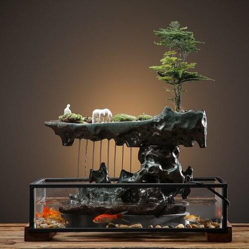 Landscape plants The flow of water Fountain decoration New Chinese style Zen garden The fish tank decorations for home