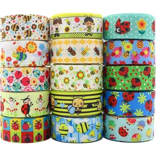 10 Yards 1"25MM Grosgrain Ribbon Insect Printed Ribbon For Hair Bows DIY Crafts Handmade Accessories Y2021010403