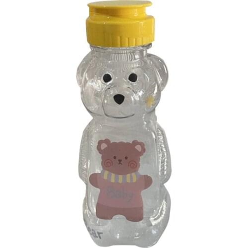 Little Bear Plastic Water Bottle Cute And Creative Students And Children Outing Portable Transparent Straw Water Cup