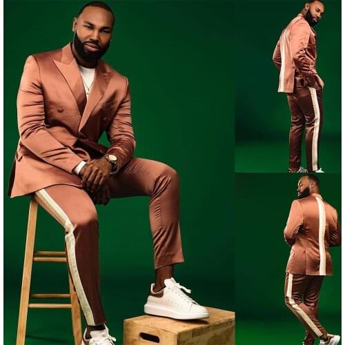 Unique Design Mens Tuxedos 2 Pieces Plus Size Men Celebrity Event Business Prom Party Blazer Coat Pants(Jacket+Pants)