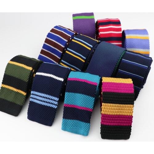 Mens Knitted Leisure Striped Ties Fashion 5.5cm Width Narrow Slim Neck Tie For Men Skinny Woven Designer Cravat Knit Necktie