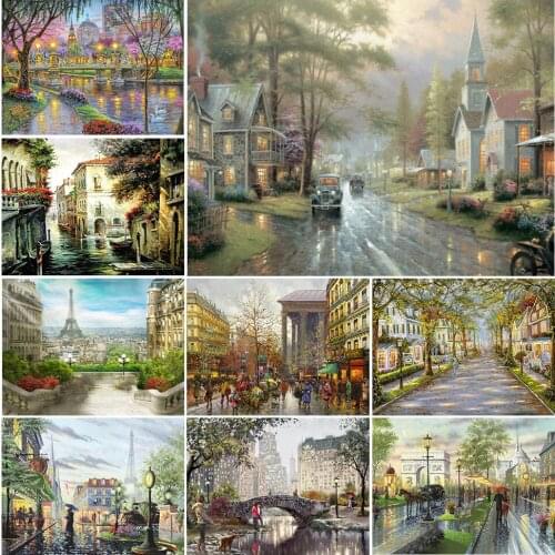 5D DIY Diamond Painting Landscape City Street Kit Full Drill Square Embroidery Diamond Mosaic Art Picture Crafts Home Decor Gift