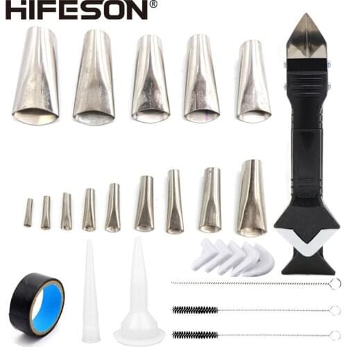 HIFESON Excellent 27-piece Set of Metal Stainless Steel Glue Nozzle Caulking Tool Scraper Caulking Nozzle Waterproof Glass Fix
