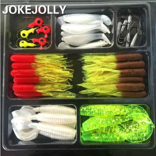 35Pcs Soft Worm Lure Carp Fishing Lure Set + 10 Lead Head Jig Hooks Simulation Suite Soft Fishing Baits Set Tackle Pesca Y37