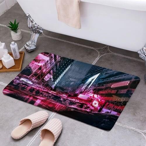 Cyberpunk City Cheaper Anti-slip Modern Area Rugs Living Room Balcony Bathroom Printed Carpet Doormat Hallway Bath Mat