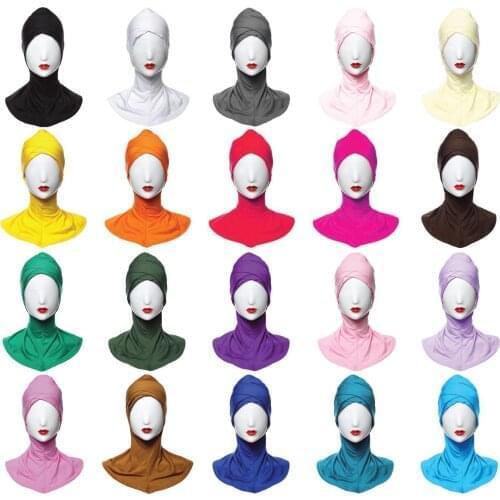 Underscarf Muslim Women Inner Hijab Ninja Scarf One Piece Amira Corss Headwear Bonnet Head Wrap Turban Islamic Full Cover Hijabs