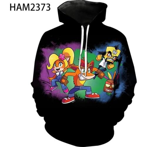 2021 New Fashion Hoodie Crash Band Cocot Game Anime 3D Hoodie Mens Womens T-Shirt Cool Long Sleeve Thin Pullover