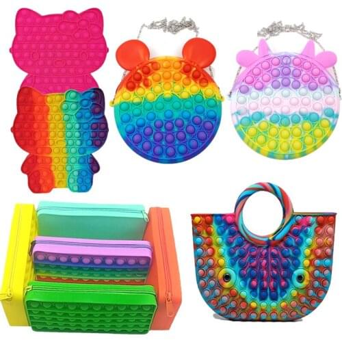 New pop it Fidget Toy Kawaii Children Cute Coin Purse Wallet Storage Bag Ladies Handbag Messenger Bag Simple Dimple Child Toys