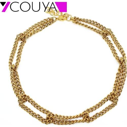 2021 New Arrival Fashion Necklace Chain Stainless Steel Double Pendant Necklace For Women Cool Girls