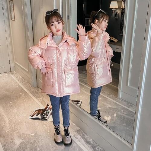 Girls Coat Winter Bright Waterproof Padded Jacket Kids Down Cotton Thick Warm Outwear Jacket Children Clothing 5 6 8 10 12 Years