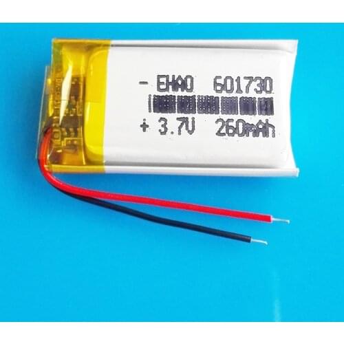 260mAh Polymer lithium Lipo ion battery rechargeable 3.7V customized wholesale CE FCC ROHS MSDS quality certification 601730